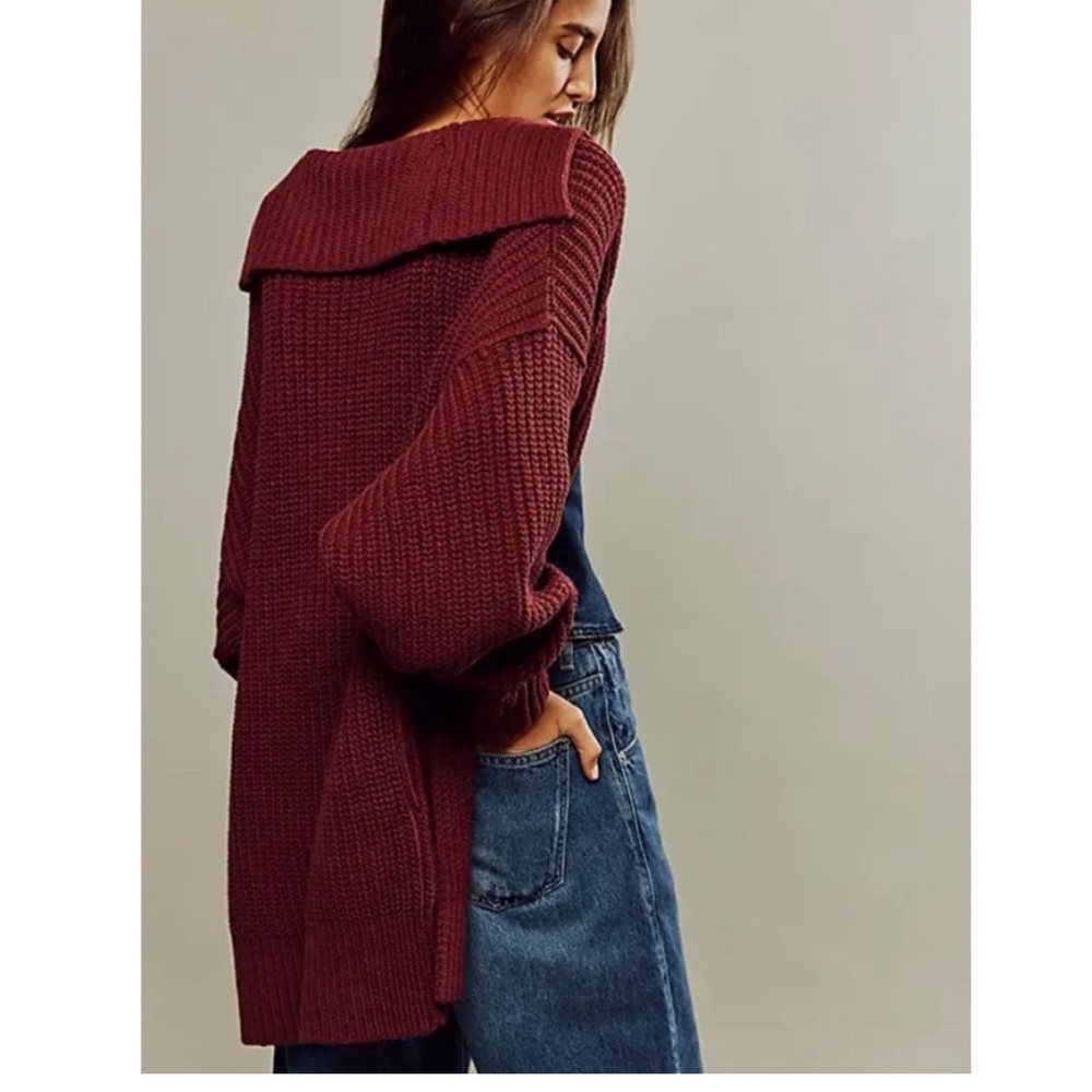 Free People Swim Too Deep Cardigan size XL New with Tags Cinnamon Brown - Picture 3 of 14